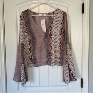 Buddy Love Pink Snake skin Raphael Top Small NWT